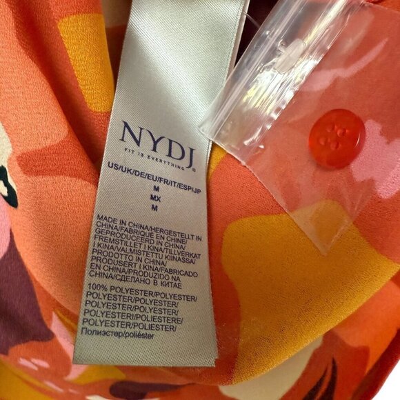 NYDJ Orange Floral Blouse Medium Womens Paulina Peasant Top NWOT - Picture 12 of 12